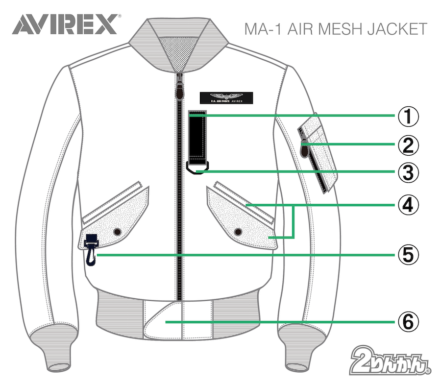 最初の 【希少】AVIREX MA-1 メッシュ素材 バイク用 プロテクター付き