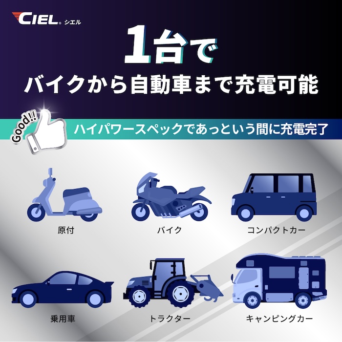 バッテリー充電器CIEL D10コンディショニングチャージャー|リチウムバッテリー対応|2りんかん