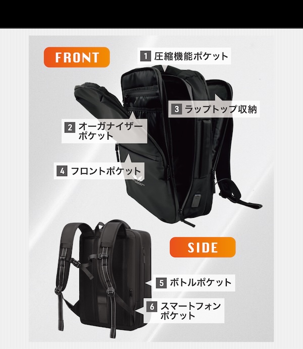 モーターヘッド｜真空圧縮ライディングバッグ45L｜２りんかん