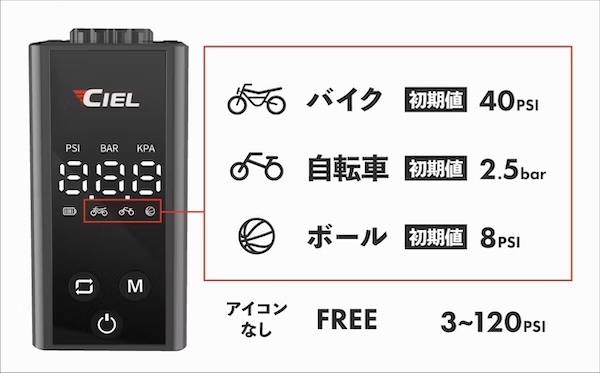 充電式 電動エアポンプ CIEL IO3 ミニエアポンプ｜２りんかん