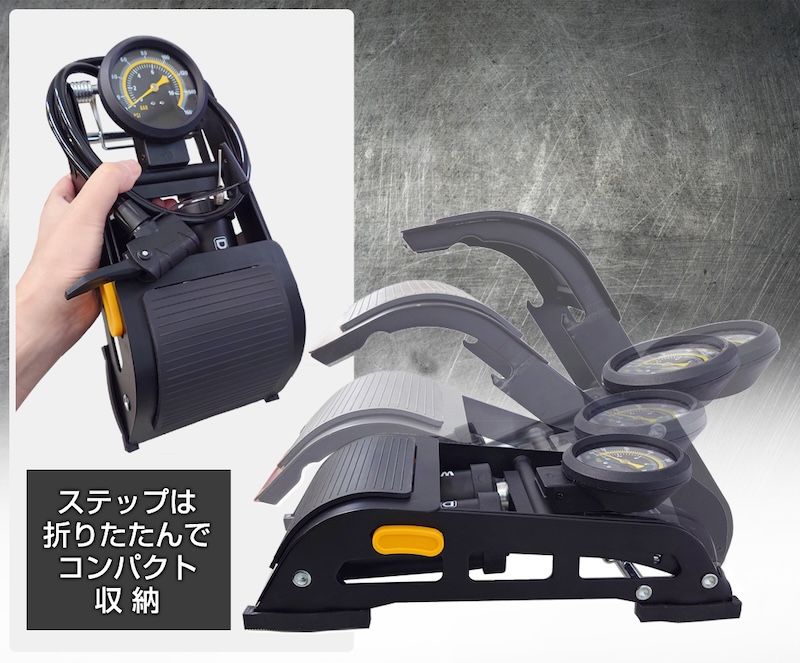 DELTA足踏み式空気入れ｜ダブルシリンダーステップポンプ｜２りんかん