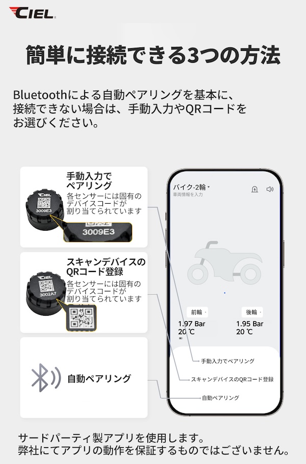 CIELタイヤ空気圧センサー｜CL-BW02｜２りんかん