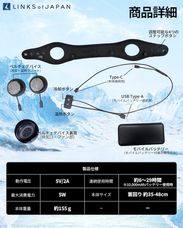 LINKSサーモネック｜ペルチェ素子｜冷却グッズ｜２りんかん