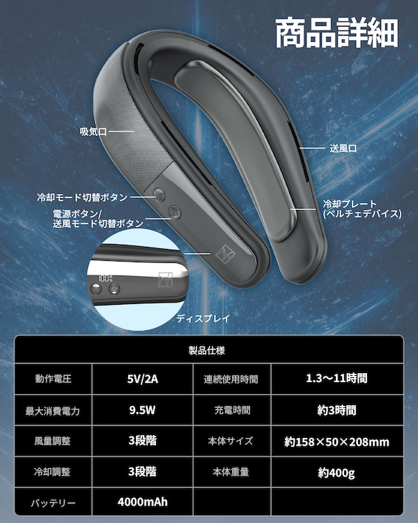 LINKS氷脈ファン｜ネッククーラー｜２りんかん