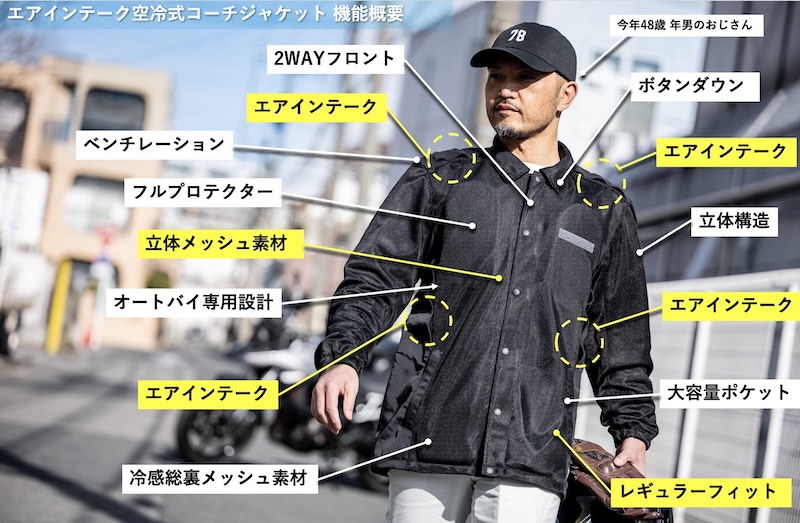 BMCエアインテーク空冷式コーチジャケット｜２りんかん