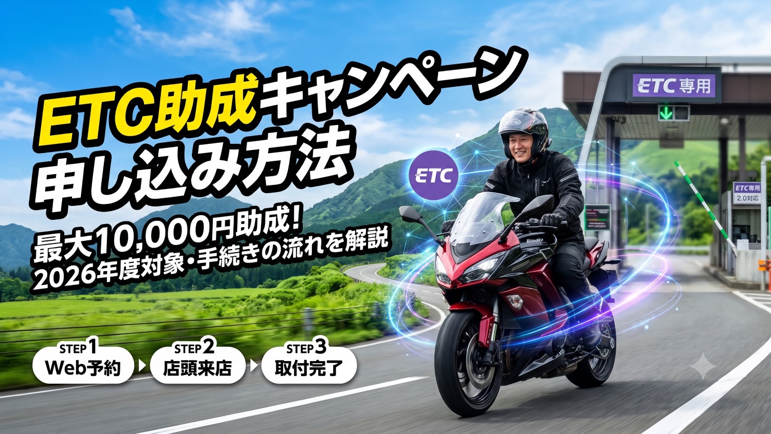 最大10,000円割引】二輪車ETC助成キャンペーン「お申し込み方法」のご