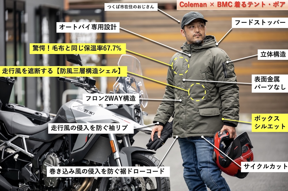 Coleman×BMC着るテント・ボア｜２りんかん