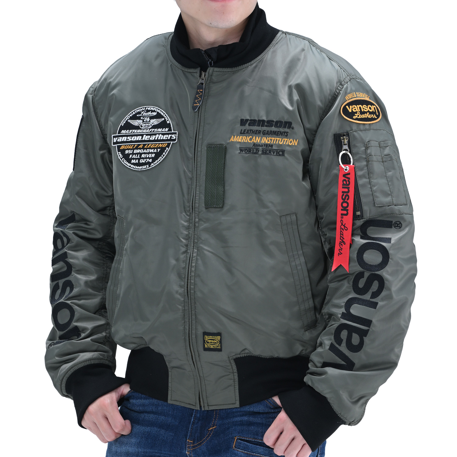 【新品】VANSON バンソン VS578RS-W2402 カーキ　M VANSON MA-1ジャケット VS578RS-W2402-MA-1｜モーターヘッドライダース