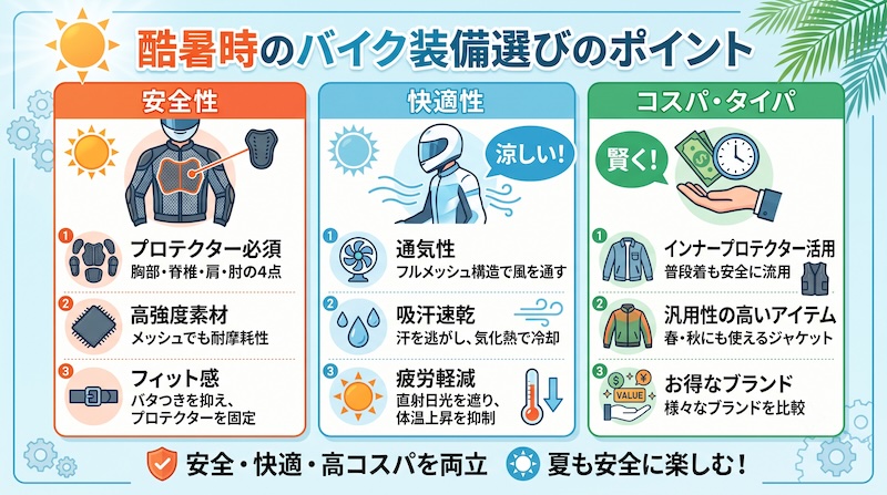 バイク猛暑対策装備｜２りんかん｜ライダーズアカデミー
