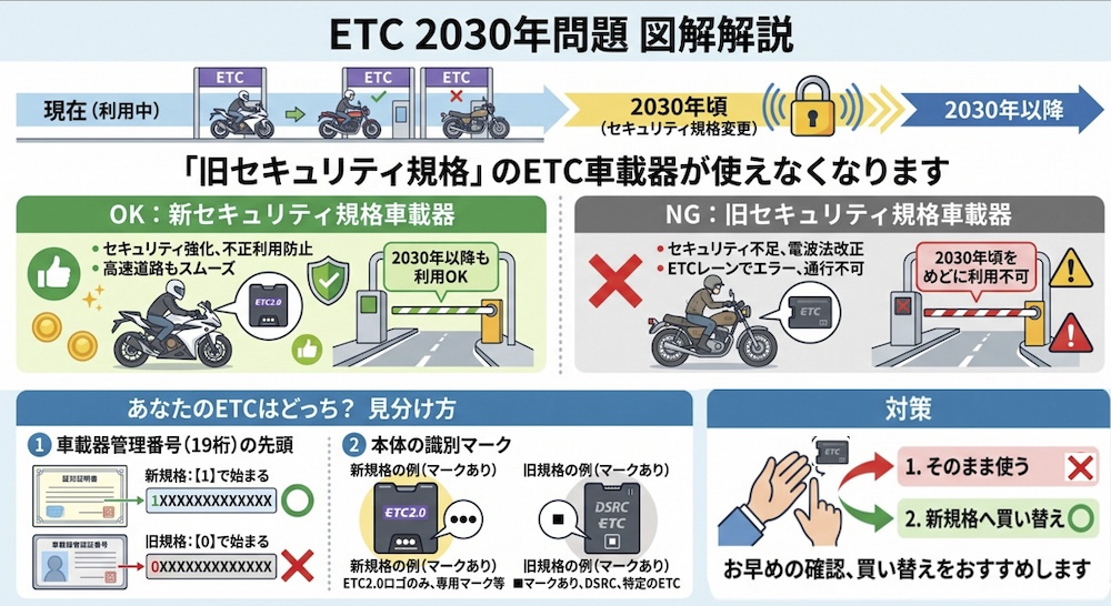 二輪ユーザー必見】ETC車載器の2030年問題とは？買い替え手順・費用